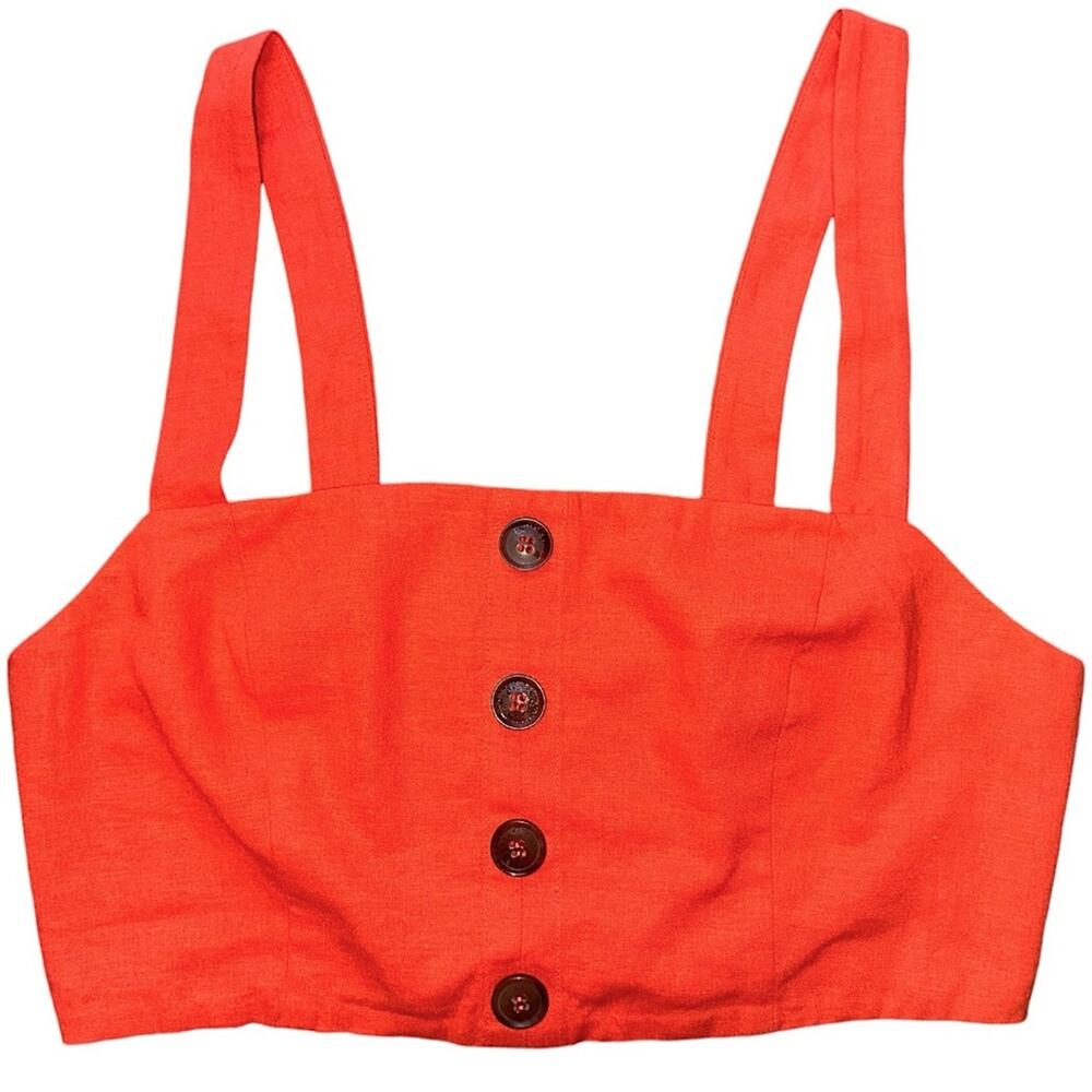 NWT Show Me Your MuMu Adeline Crop Top in Tangerine Linen Size Medium Retail $98 - Picture 4 of 6